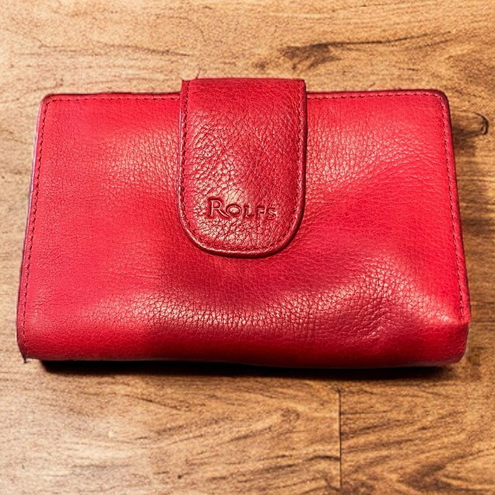 3/$15 Rolfs Red Leather Bi-Fold Wallet